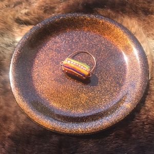 Handmade Orange African Glass Bead Ring.